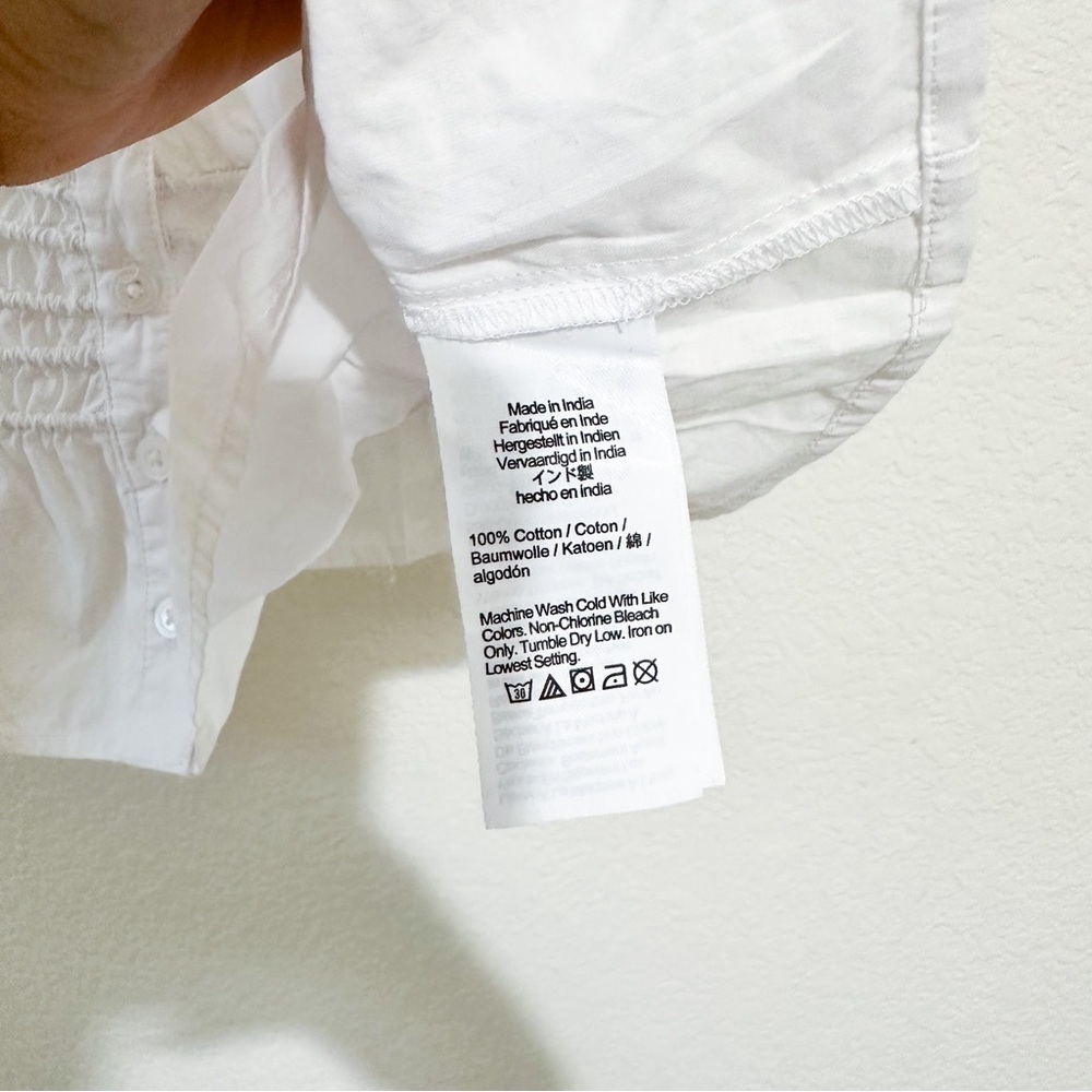 Madewell Smocked Button-Front Top in Poplin XL - Picture 6 of 11